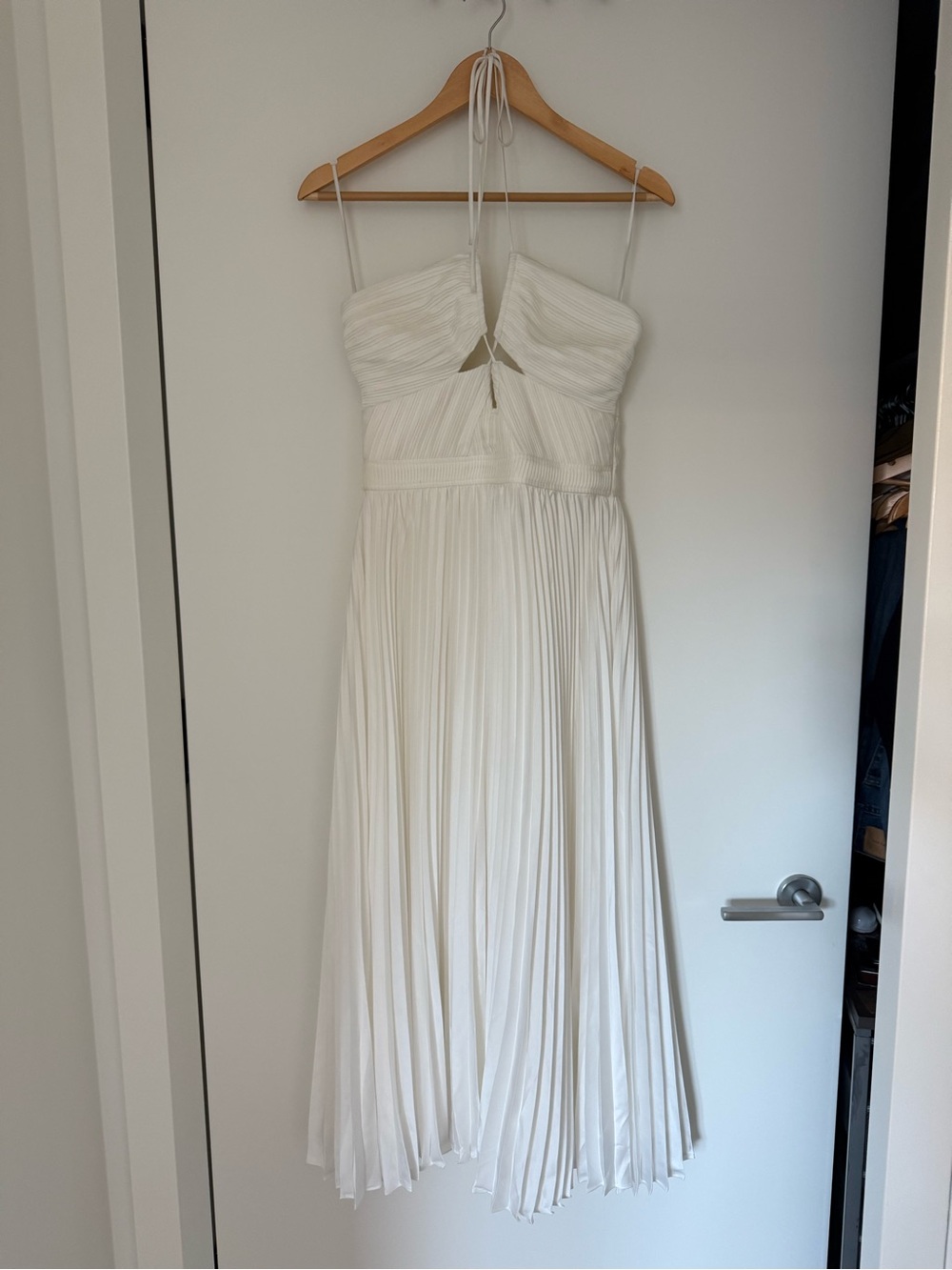 Jonathan Simkhai White Pleated Halter Midi Dress